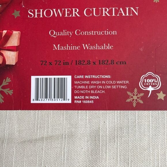 Joy Peace Love Holiday Shower Curtain 72” x 72” NWT - Picture 2 of 7